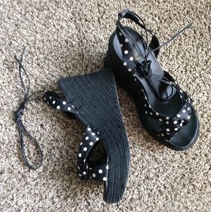Torrid black polka dot 4 inch espadrille sandals